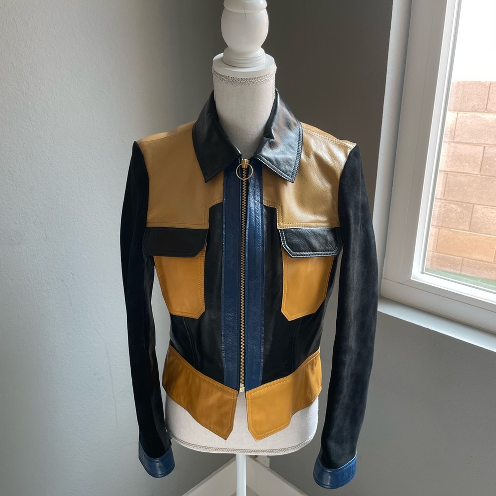 Tory Burch Black and Yellow Leather Jacket